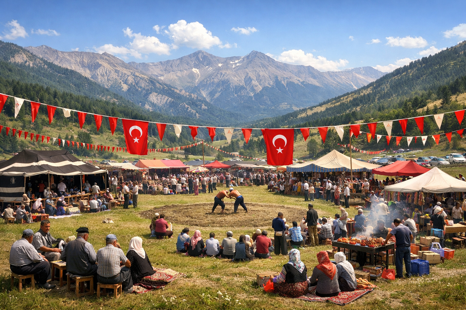 Turkiye'de geleneksel bir senlik alaninin genel gorunumu