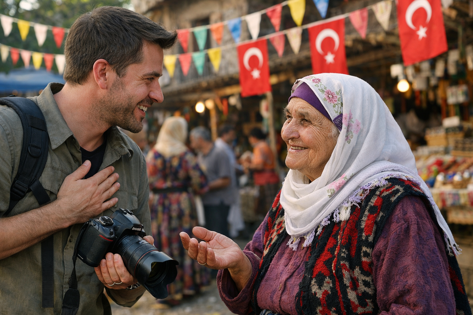 Festival ortaminda dikkatli fotograf cekimi