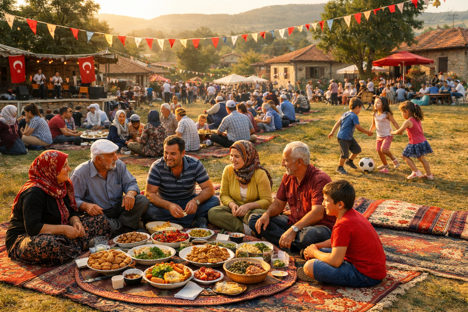 Senlik sirasinda bir araya gelen yerel halk